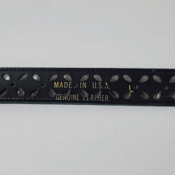 Women's Evergreen Flower Cutouts Genuine Suede Leather Belt Size L Made in USA - Picture 6 of 9